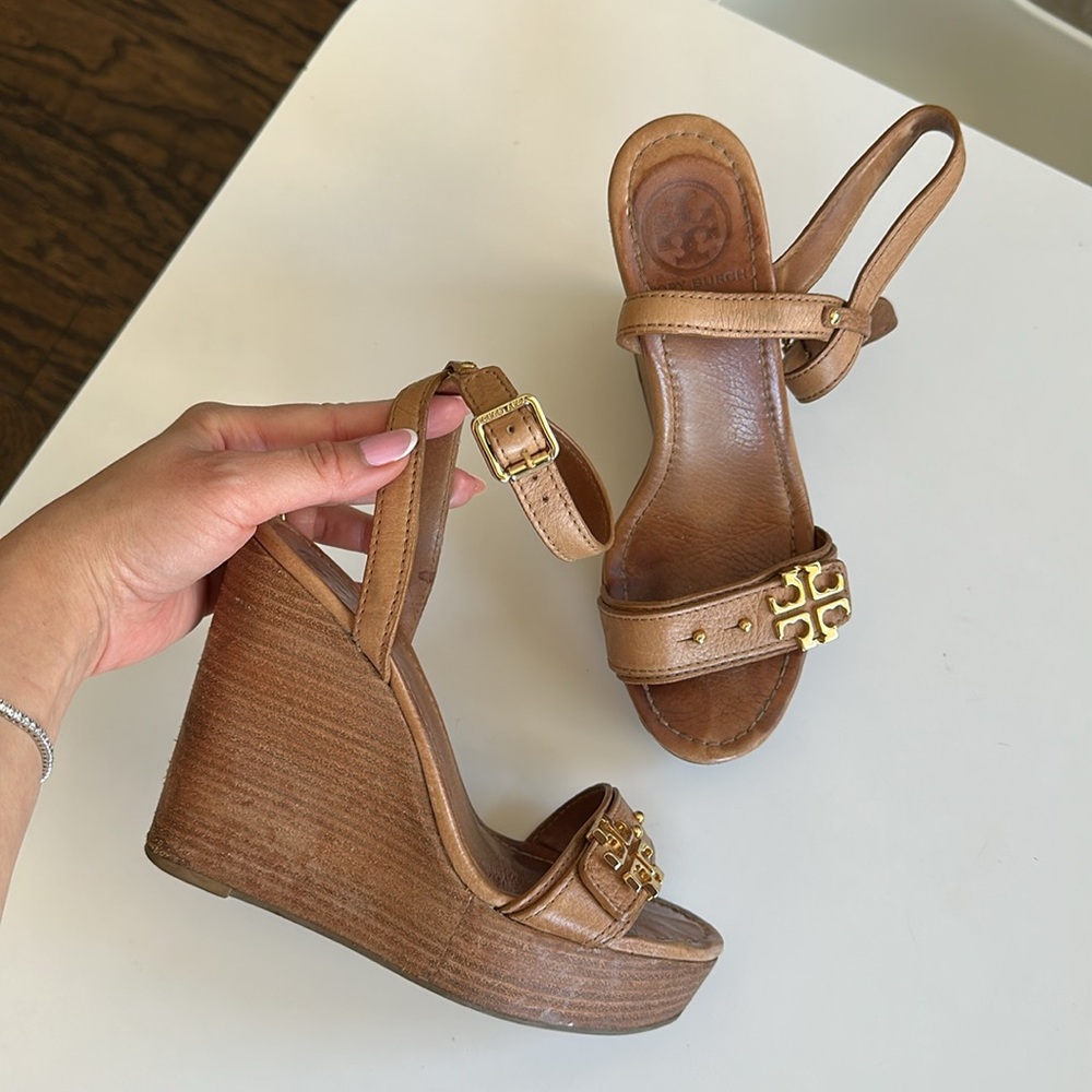 Tory Burch Tan Wedge Sandals